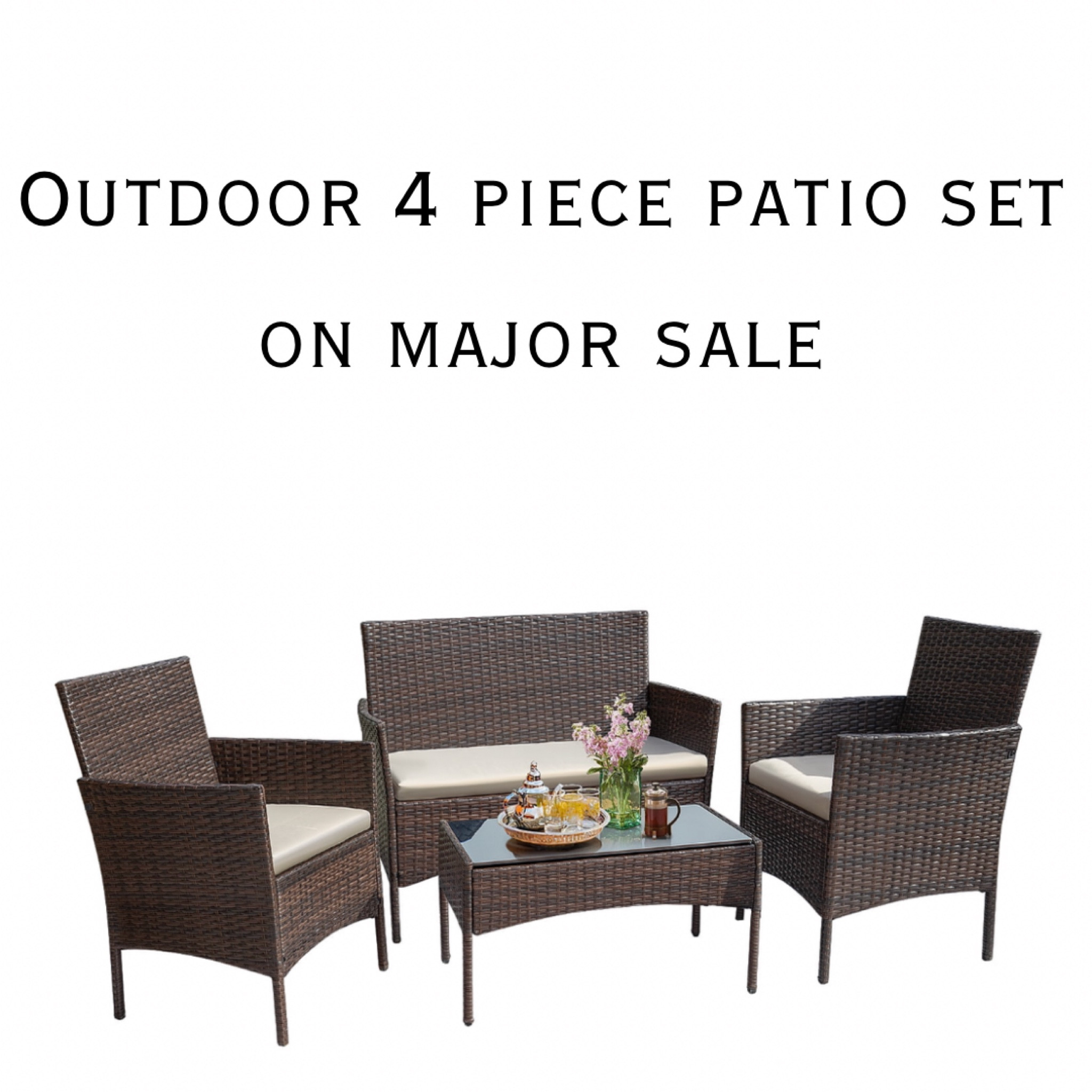 This four piece patio set is $270 off 🤯🤯 this is such a steal! Elevate your patio space with this affordable outdoor set. | patio | patio furniture | outdoor furniture | patio set | patio sale | outdoor sale |  outdoor furniture sale | for the home | 

#LTKSeasonal #LTKFind #LTKsalealert