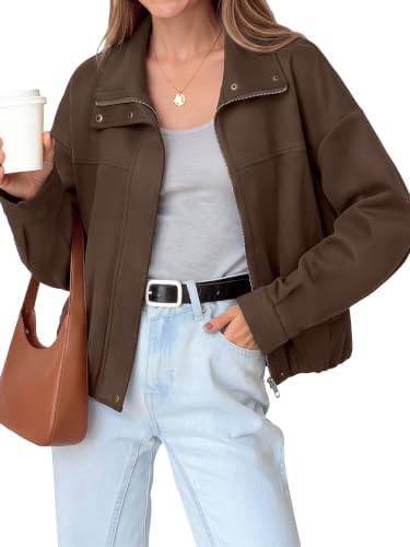 Glamaker Womens Faux Suede Bomber Jacket Fall Long Sleeve Coat | Amazon (US)