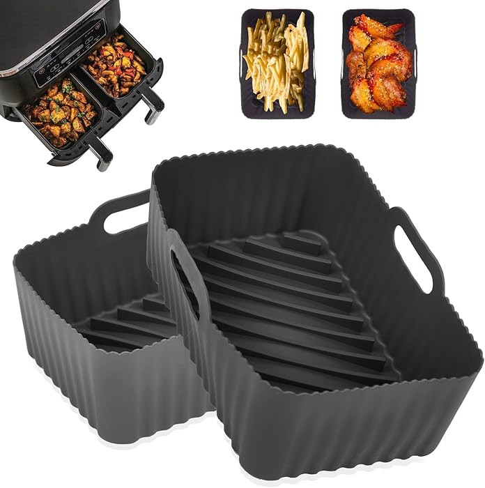 2Pcs Silicone Air Fryer Liners for Ninja Foodi Dual DZ201, Non-Stick Air Fryer Basket Accessories... | Amazon (US)