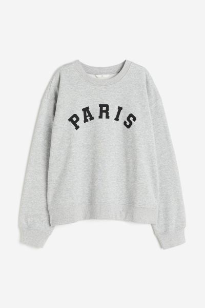 Crew-neck Sweatshirt - Light beige melange/Venice - Ladies | H&M US | H&M (US + CA)