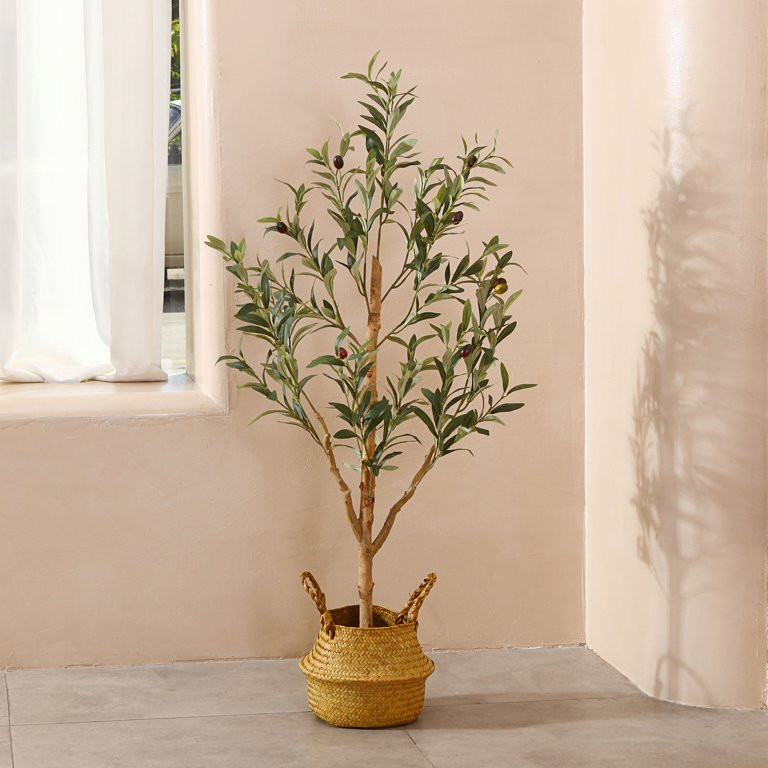3 ft Artificial Olive Trees with Realistic Leaves and Natural Trunk, Silk Fake Potted Tree with W... | Walmart (US)