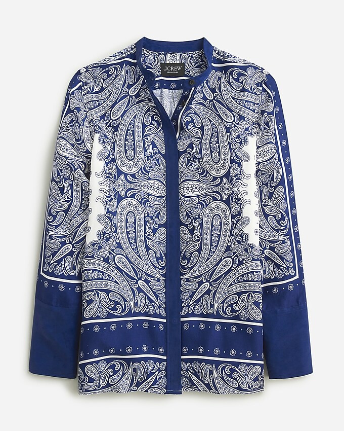 Collection collarless classic-fit shirt in paisley scarf print | J. Crew US