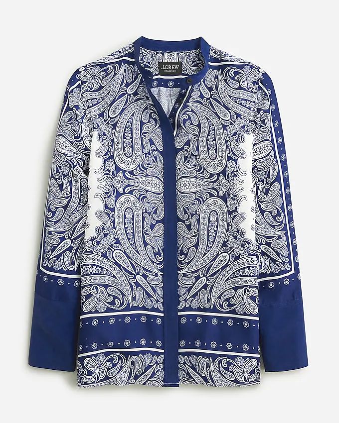 Collection collarless classic-fit shirt in paisley scarf print | J.Crew US