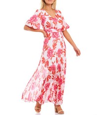 Click for more info about Puff Sleeve Floral Printed Chiffon Maxi Dress