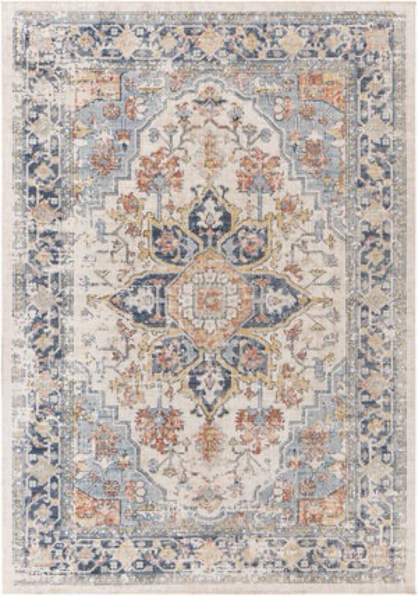 This outdoor rug has a perfect splash of blue  