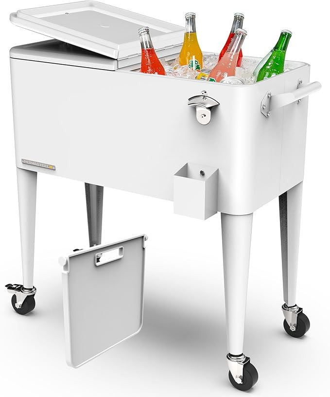 Permasteel Party Cooler with Divider, Spacious 80-Qt Capacity, Chills 36hrs, Serving Tray, Rollin... | Amazon (US)