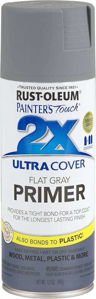 Rust-Oleum 249088 Painter's Touch 2X Ultra Cover, 12 Fl Oz (Pack of 1), Flat Gray Mineral Primer,... | Amazon (US)