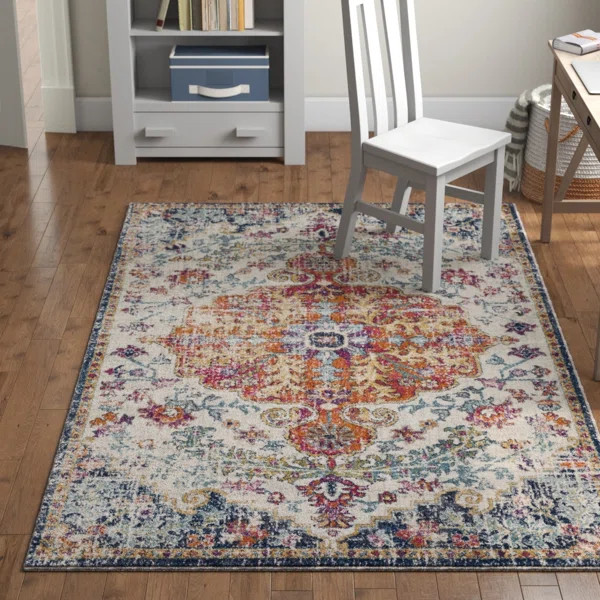 Hillsby Oriental Blue/Orange Area Rug | Wayfair North America
