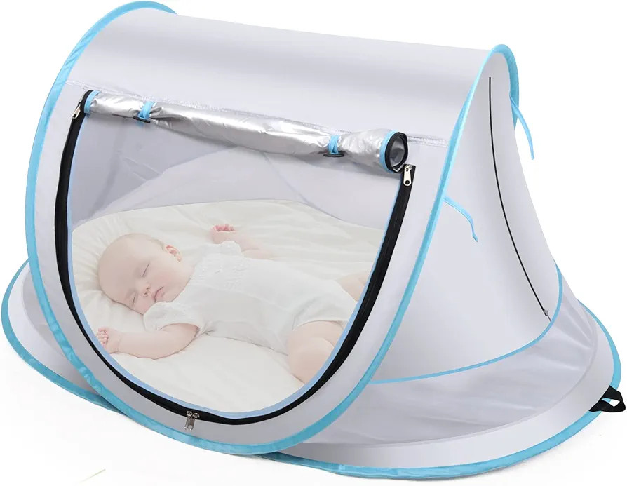 Baby Beach Tent,Large Pop Up Beach Tent Sun Shade for Beach,Portable Baby Travel Tent with Mosqui... | Amazon (US)