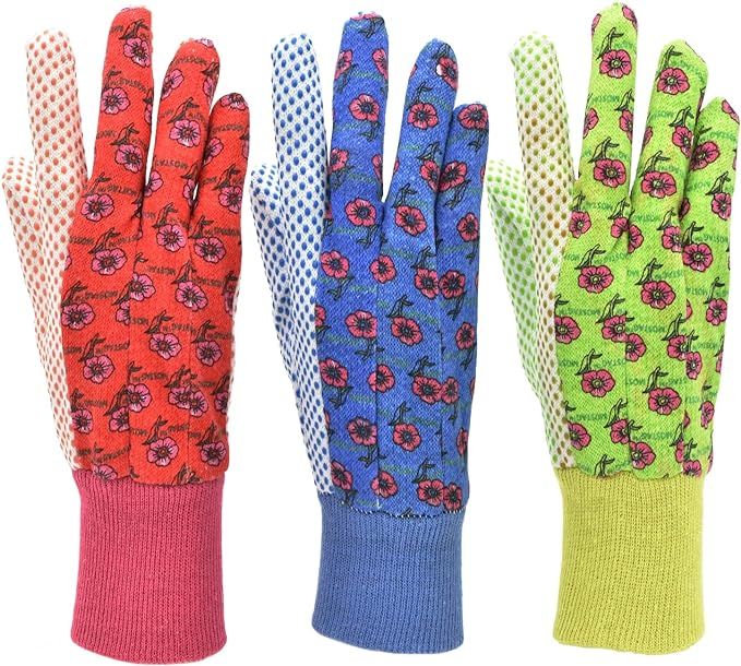 G & F 1852-3 Women Soft Jersey Garden Gloves, Women Work Gloves, 3-Pairs Green/Red/Blue per Pack | Amazon (US)