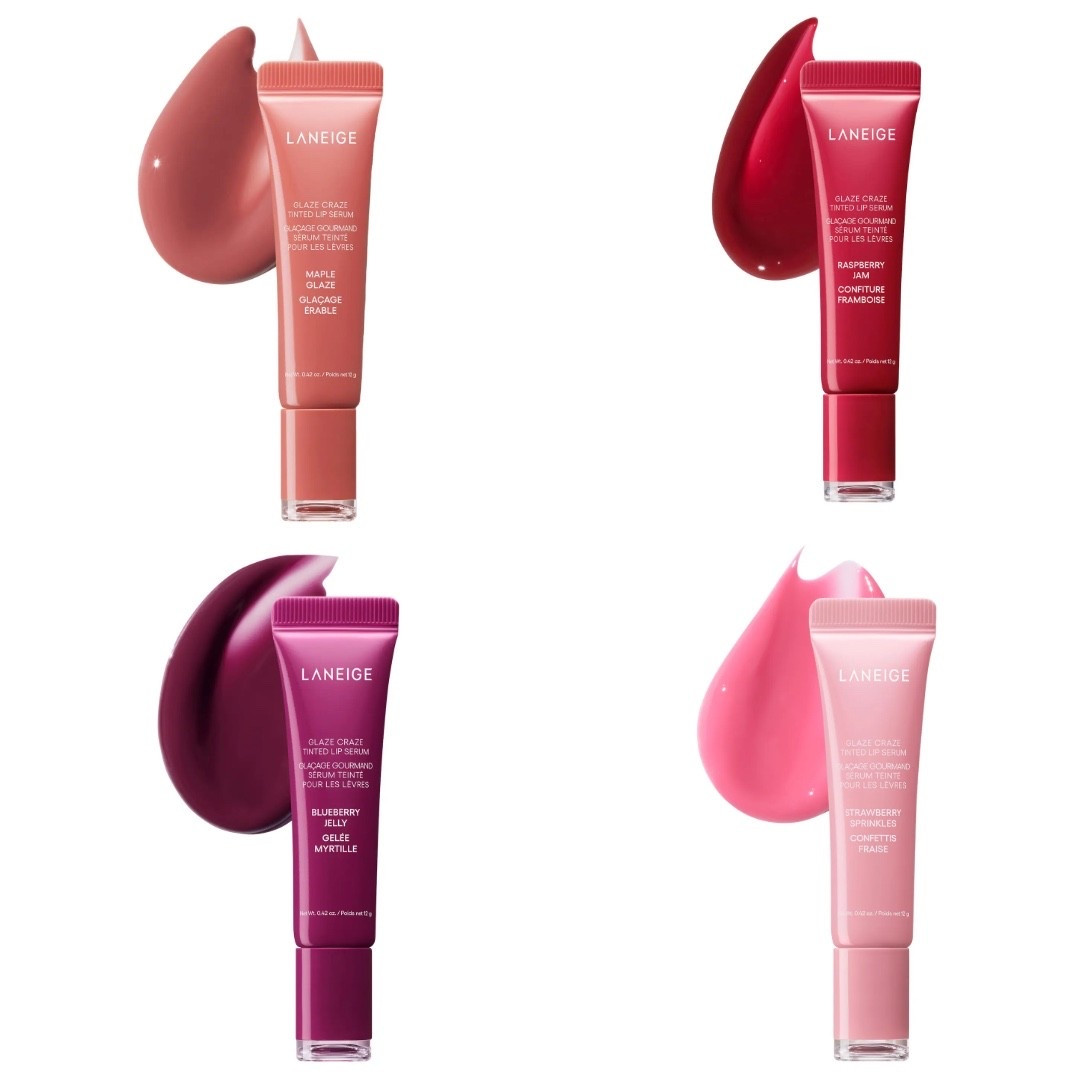 🌟4 NUOVE COLORAZIONI LANEIGE GLAZE CRAZE TINTED LIP SERUM🌟

Presto in arrivo ben 4 nuove colorazioni delle Glaze Craze Tinted Lip Serum di @laneige_eu:
- Strawberry Sprinkles, un rosa freddo;
- Blueberry Jelly, un viola vibrante;
- Raspberry Jam, un rosso sheer;
- Maple Glaze, un rosa neutro.

Il prezzo sarà sempre di 22 euro. Vi piacciono le nuove colorazioni?
#laneige #laneigeeu #laneigeeurope #glazecrazelipserum #lipserum #lipserumlaneige #laneigeglazecrazetintedlipserum 
