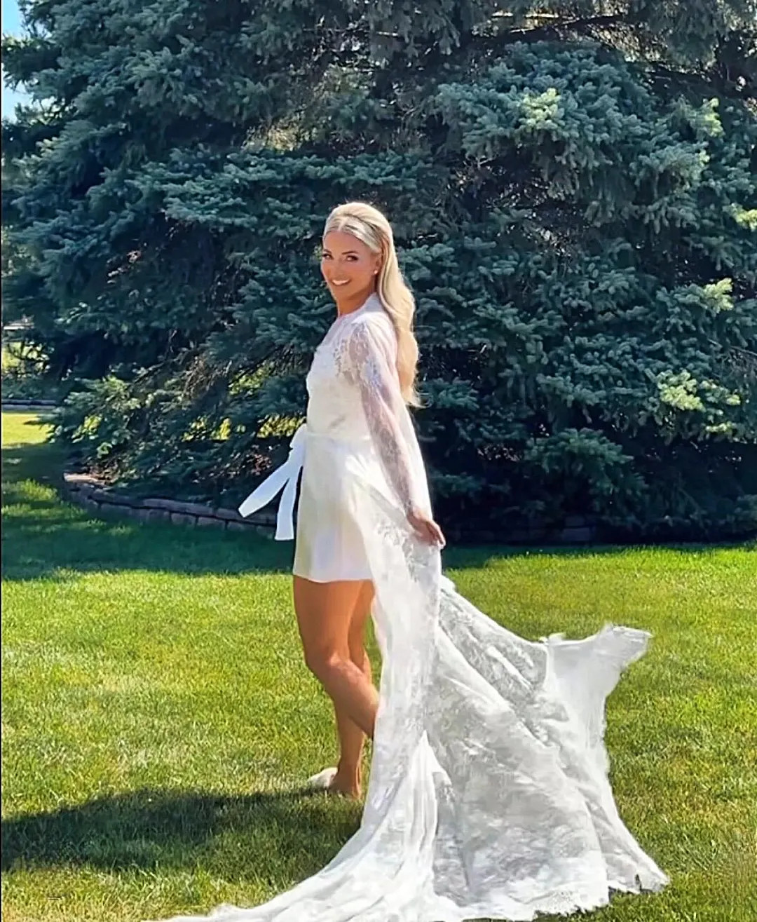 Long Lace Bridal Robe With Train - the MARABELLA - Etsy | Etsy (US)