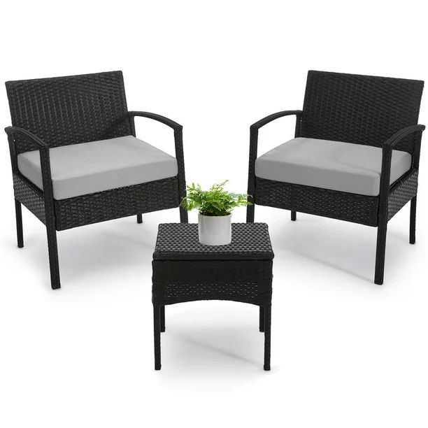 Tappio Outdoor Furniture 3 PCS Patio Wicker Conversation Set, Patio Bistro Sets Outdoor Patio Cha... | Walmart (US)