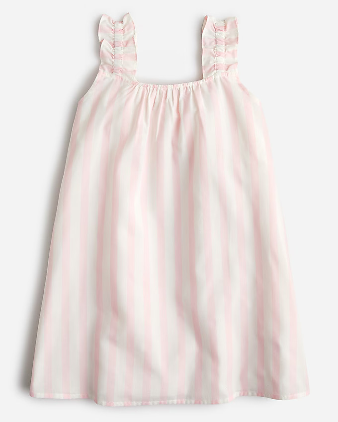 Girls' ruffle cotton poplin nightgown in stripe | J. Crew US