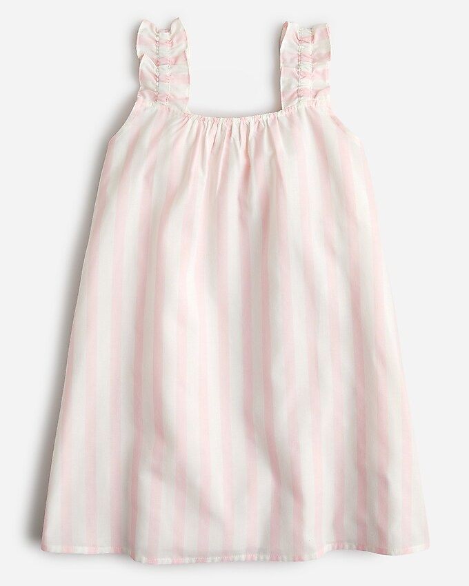 Girls' ruffle cotton poplin nightgown in stripe | J.Crew US