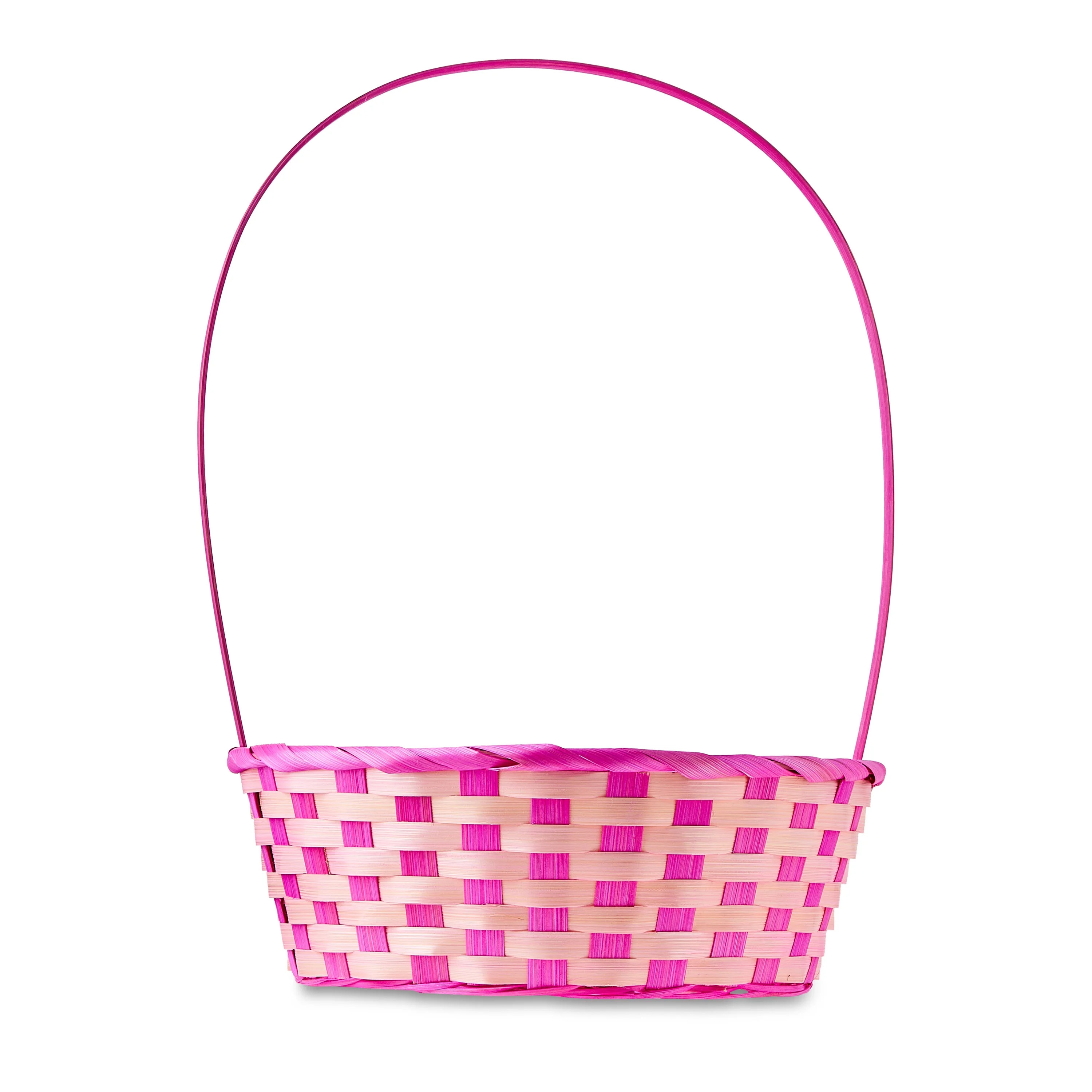 Easter Large Round Pink Bamboo Basket, 10.5 in x 14.5 in, by Way To Celebrate | Walmart (US)