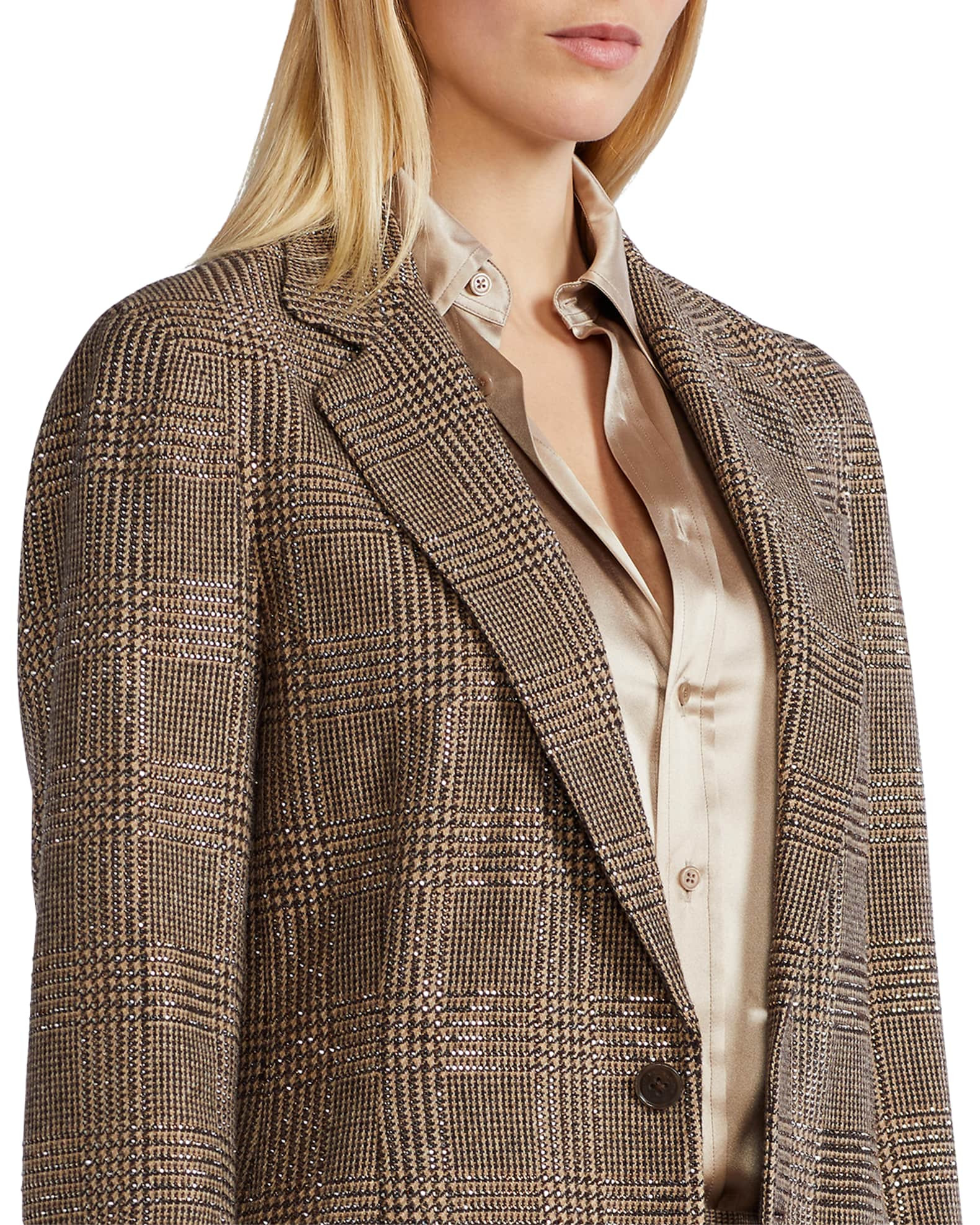Ralph Lauren Collection Randall Embellished Plaid-Print Jacket | Neiman Marcus