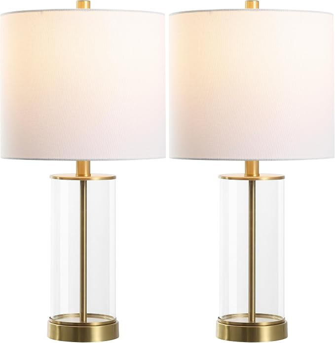 SAFAVIEH Lighting Collection Anders Clear Glass & Brass Gold Metal 23-inch Table Lamp Set of 2 | Amazon (US)