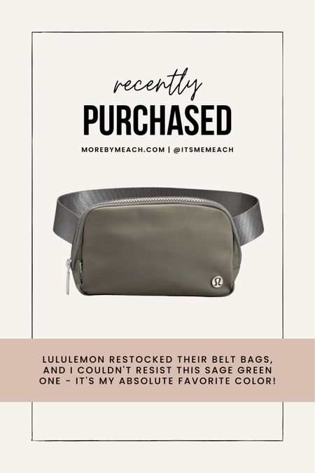 Restocked AND recently purchased by yours truly - the Lululemon belt bag in sage. 😍 I love this crossbody bag for travel, errands, and the gym. There are 12 colors total and they’re only $38. Click to shop before they sell out again! 

#LTKtravel #LTKunder50 #LTKitbag