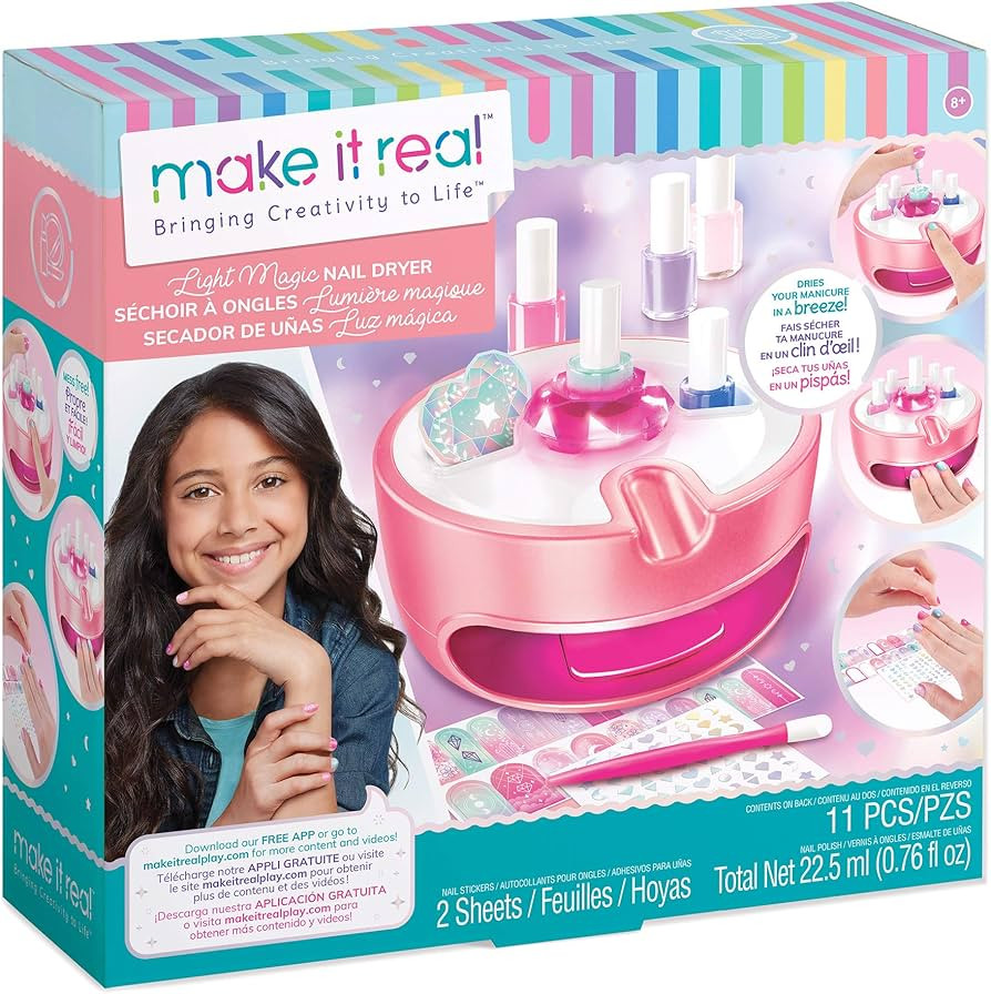 Light Magic Nail Dryer & Polish Set for Girls & Teens - 5 Vibrant Nail Colors, Art Stickers, Nail... | Amazon (US)