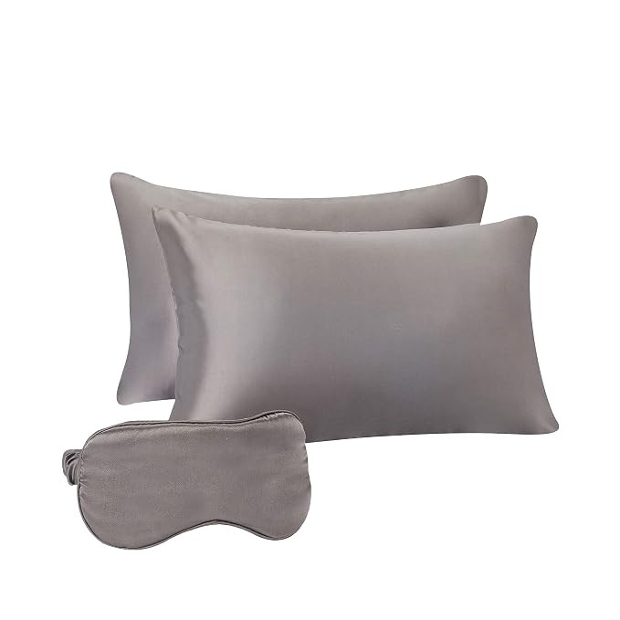 Amazon Basics Satin Sleep Set for Hair and Skin with 2 Pillowcases, Eye-mask, and Travel Pouch - ... | Amazon (US)