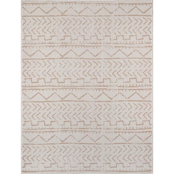 Beverly Rug Outdoor Indoor Rug 6' x 9' Patio Garden Porch Beige and White | Walmart (US)