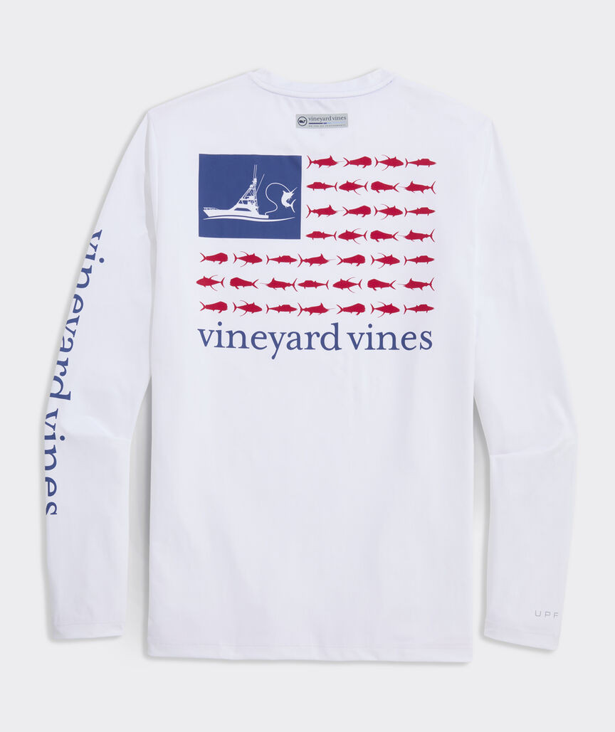 USA Sportfisher Flag Long-Sleeve Harbor Performance Tee | vineyard vines