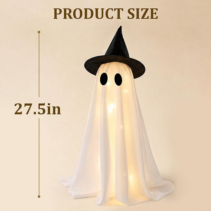 Halloween Decorations-Set of 2 Light-Up Ghosts with Witch Hats, Ghost Table Centerpiece-Spooky Ta... | Amazon (US)