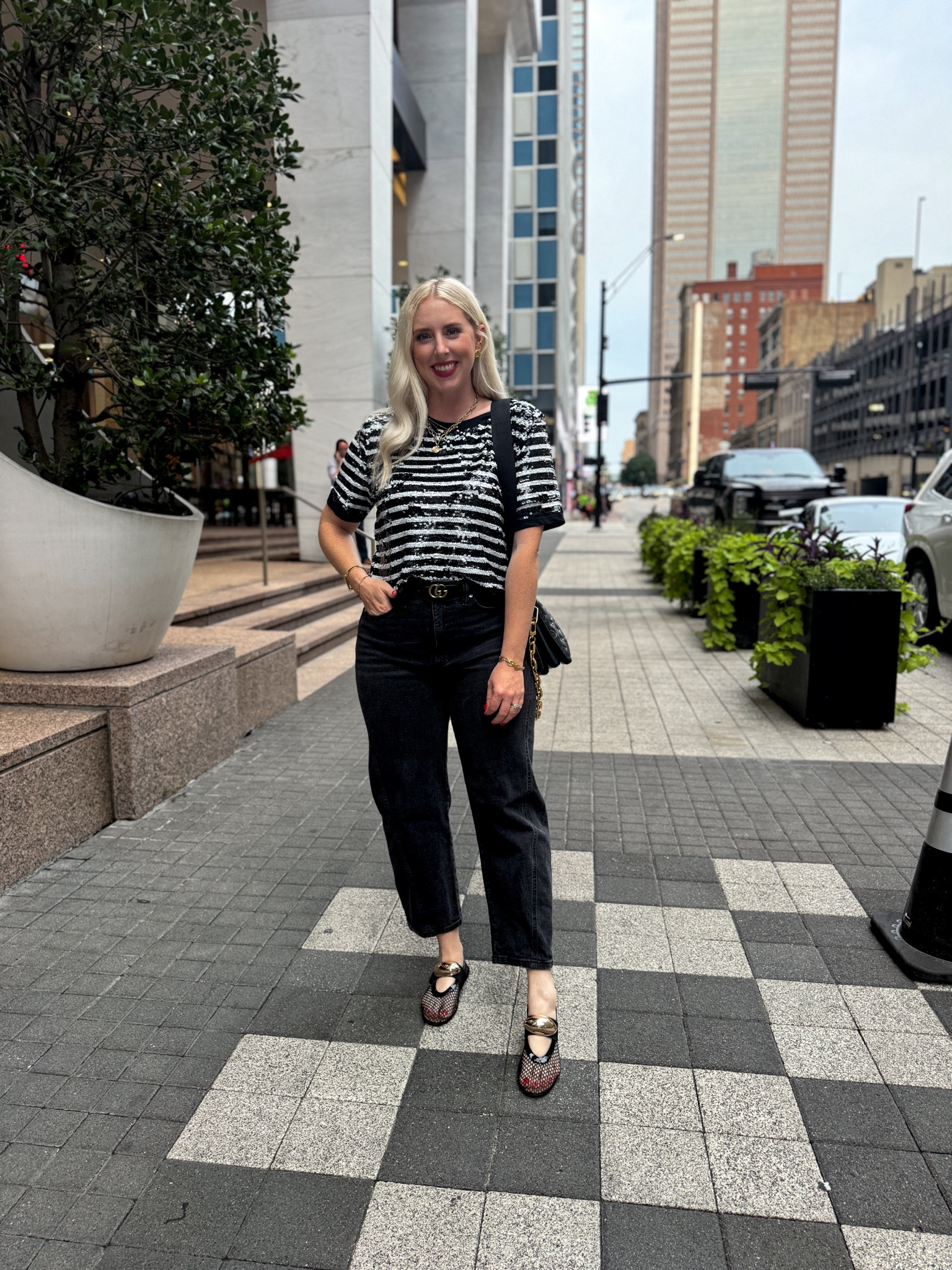 LTK Con outfit, black and white stripe sequin tee, black jeans, Amazon mesh flats

#LTKSaleAlert #LTKFallSale #LTKCon