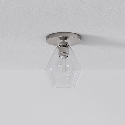 Sculptural Glass Geo Flushmount - Clear | West Elm (US)