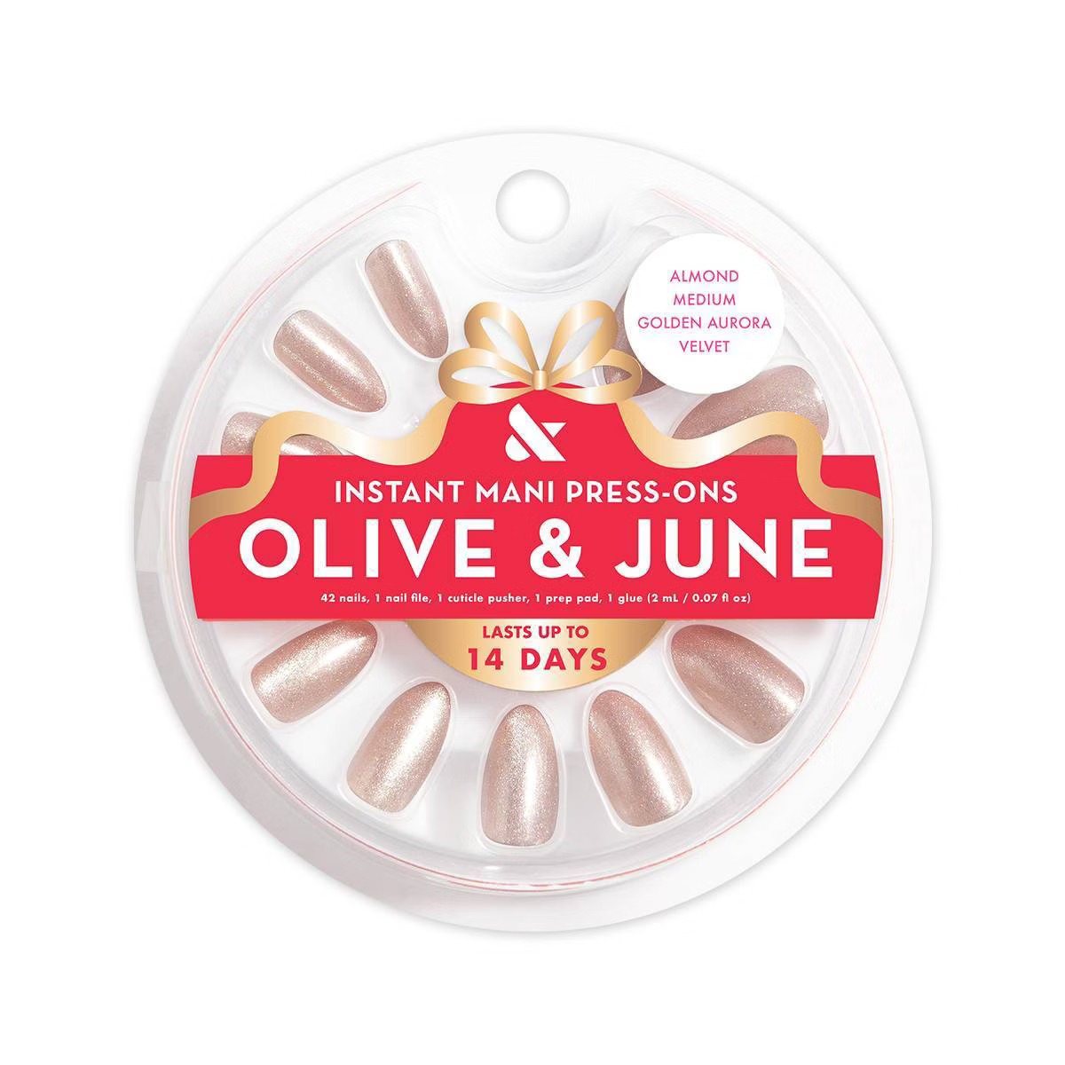 Olive & June Press-On Fake Nails - M Almond - Golden Aura Velvet - 42ct | Target