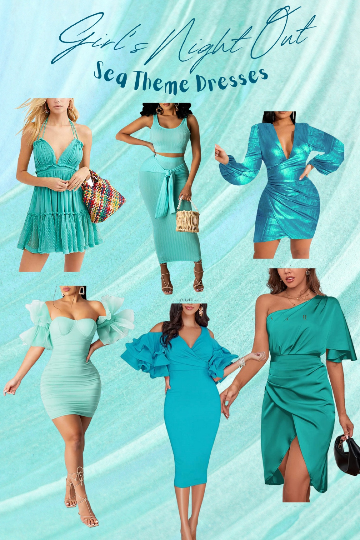 Turquoise aqua sea green dresses! That’s what our birthday girlfriend asked us to where 😍 we did color themes for each birthday in our circle this year and last one left is mine! What color should I choose next?🥰 #nightout 

#LTKSale #LTKSeasonal #LTKswim