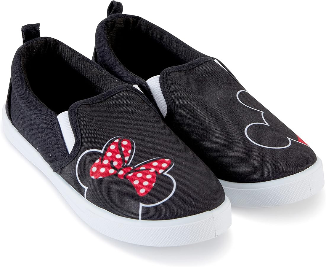 Disney Ladies Mickey and Minnie Shoes - Ladies Classic Mickey and Minnie Mouse Slip On Sneakers M... | Amazon (US)
