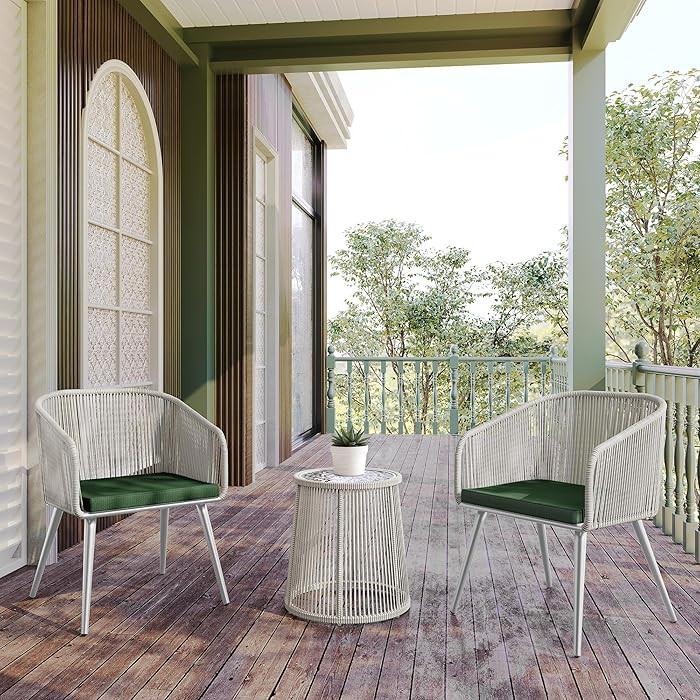 EAST OAK Breezeway Patio Furniture Set, 3-Piece Outside Bistro Set Handwoven Rattan Wicker Chairs... | Amazon (US)