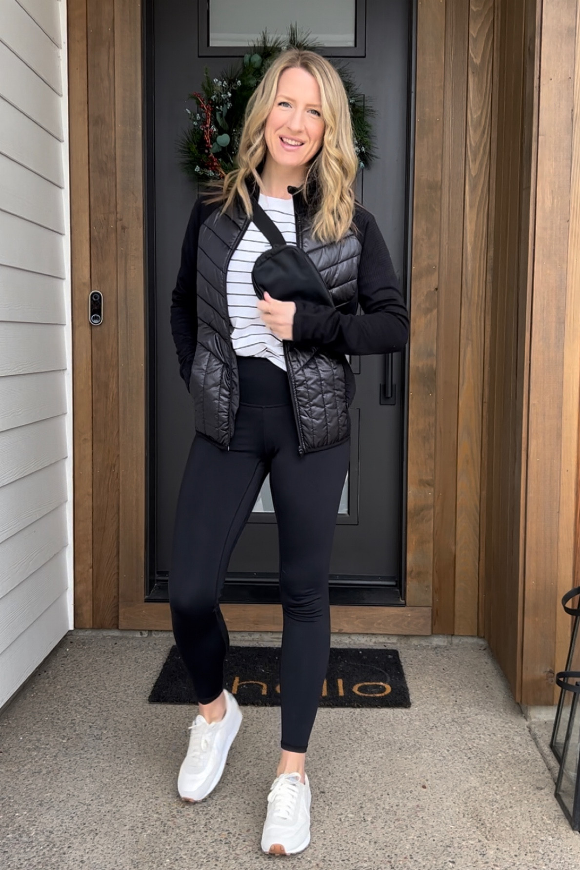Casual Athleisure wear including these Lululemon Align leggings, Lululemon belt bag, Athleta jacket and Nike sneakers. 

#LTKFind #LTKstyletip #LTKunder100