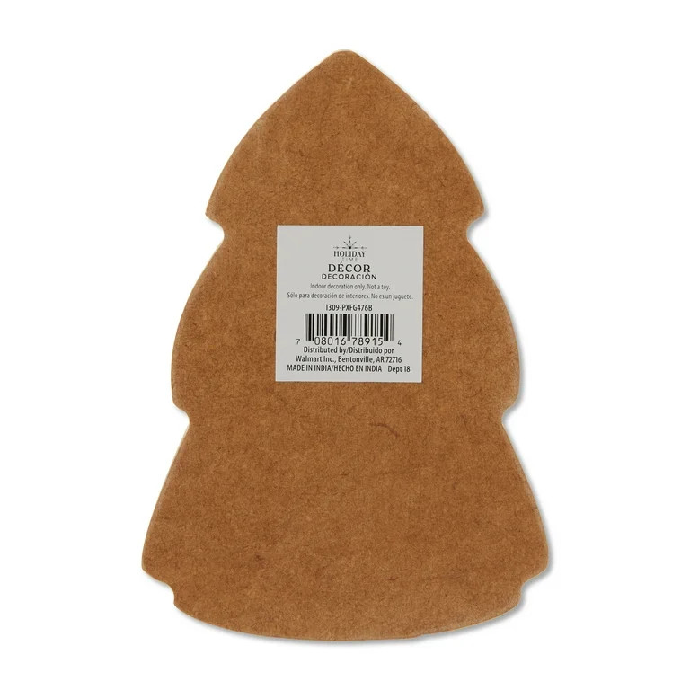 Wood Tree Christmas Tabletop Decoration, Green and White, 6", by Holiday Time | Walmart (US)