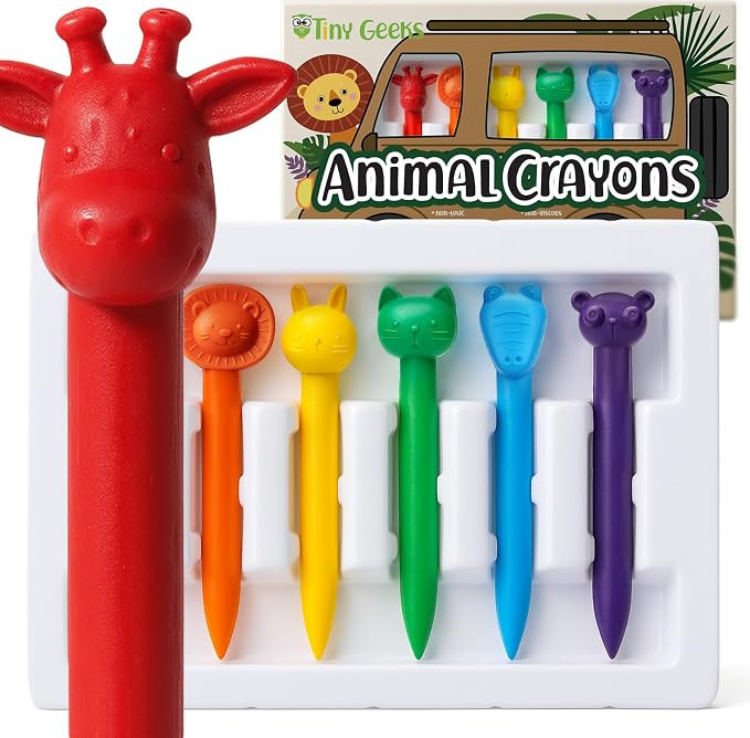TinyGeeks 6 Animal Shaped Crayons - Non Toxic Crayons for Toddlers - Washable - Perfect for Kids ... | Amazon (US)