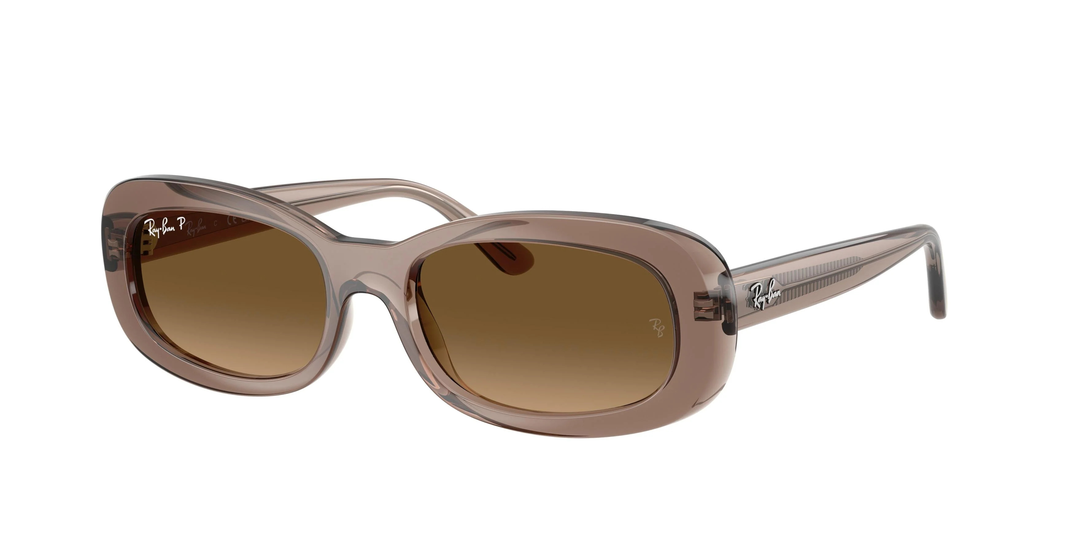 Ray-Ban 2221 Sunglasses 6827M2 - Brown - Gradient Brown Polarized Women Oval | Designer Optics