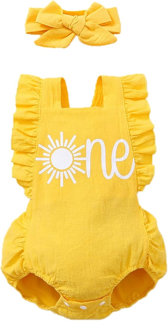 Detigee Baby Girl First Birthday Outfit 1st Birthday Girl Outfit One Year Old Bodysuit | Amazon (US)