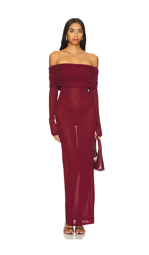 Chantal Sheer Gown in Burgundy | Revolve Clothing (Global)