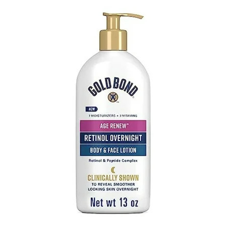 Gold Bond Age Renew Retinol Overnight Body & Face Lotion, 13 Oz, Anti-Aging Moisturizer for Visibly Plumper, Smoother Skin, 24-HR Hydration, Non-Irritating, Non-Greasy, Dermatologist-Tested Unscented | Walmart (US)