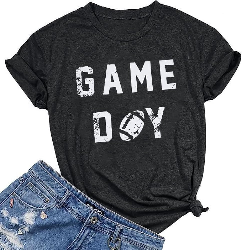 Game Day Tshirt Woman Sunday Funday Shirts Vintage Football Shirt Funny Baseball Graphic Tee Tops | Amazon (US)