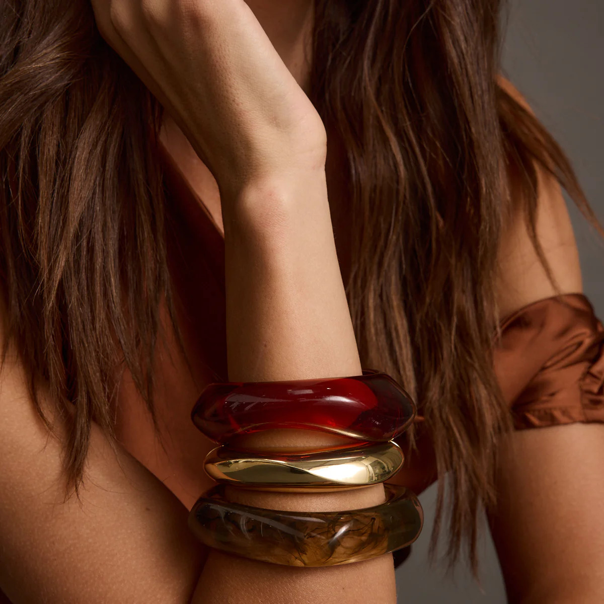 Juna Set of 3 Gold and Resin Bangles | 12th Tribe