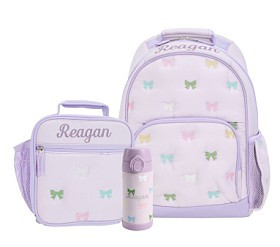 Mackenzie Puffer Lavender Bows Backpack & Lunch Bundle, Set of 3 | Pottery Barn Kids