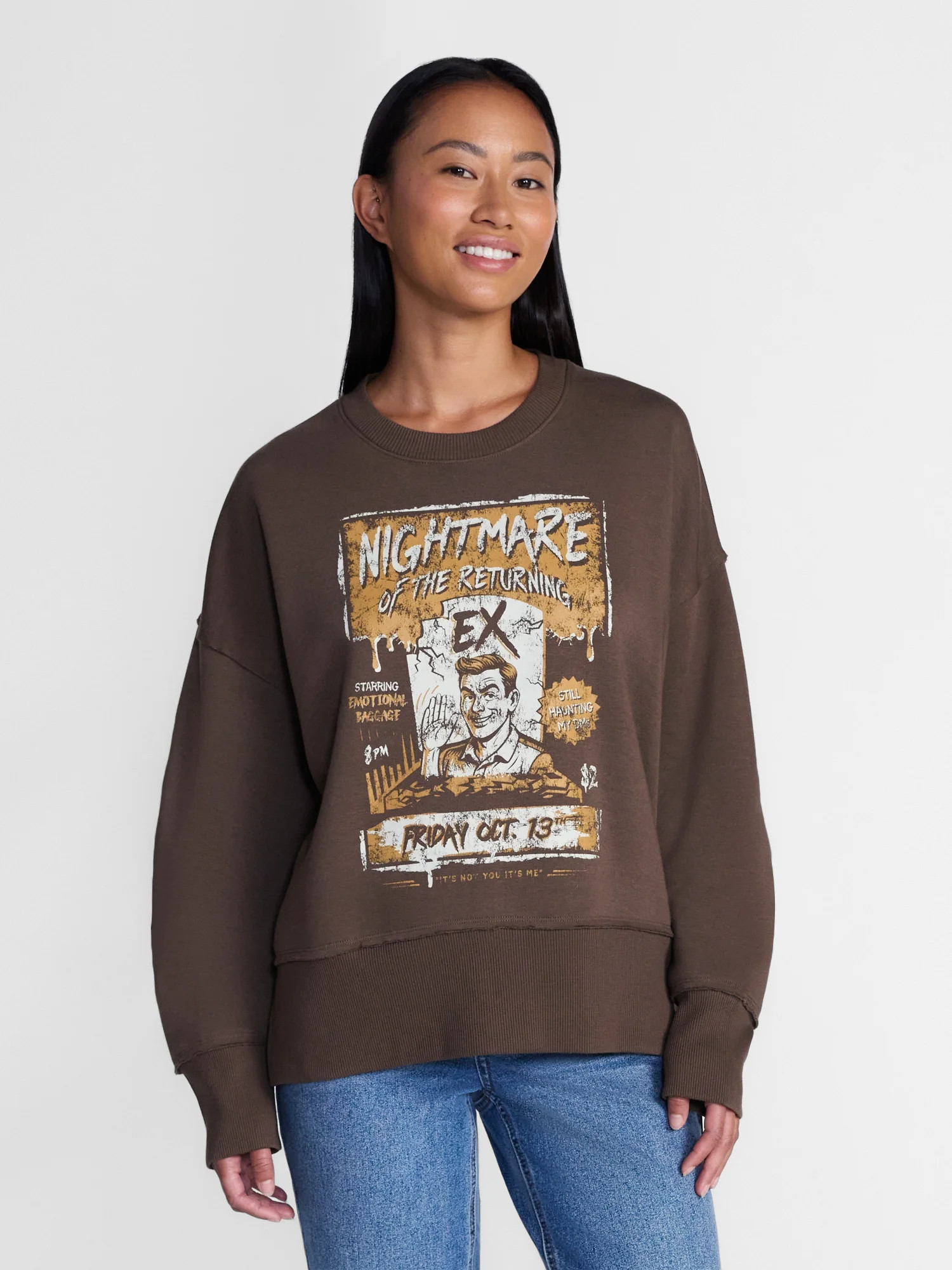 Women's Halloween Nightmare Ex Graphic Fleece from Way to Celebrate, Sizes S-4X - Walmart.com | Walmart (US)