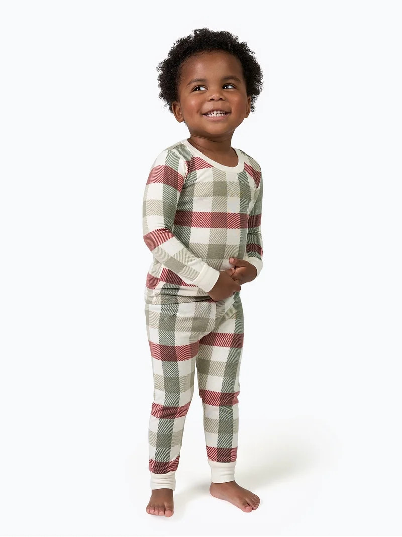 Modern Moments by Gerber Toddler Neutral Supper Soft Hacci Tight Fitting Christmas Pajama Set, 2-... | Walmart (US)