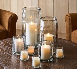 Hammered Café Recycled Hurricane Candle Holder | Pottery Barn (US)