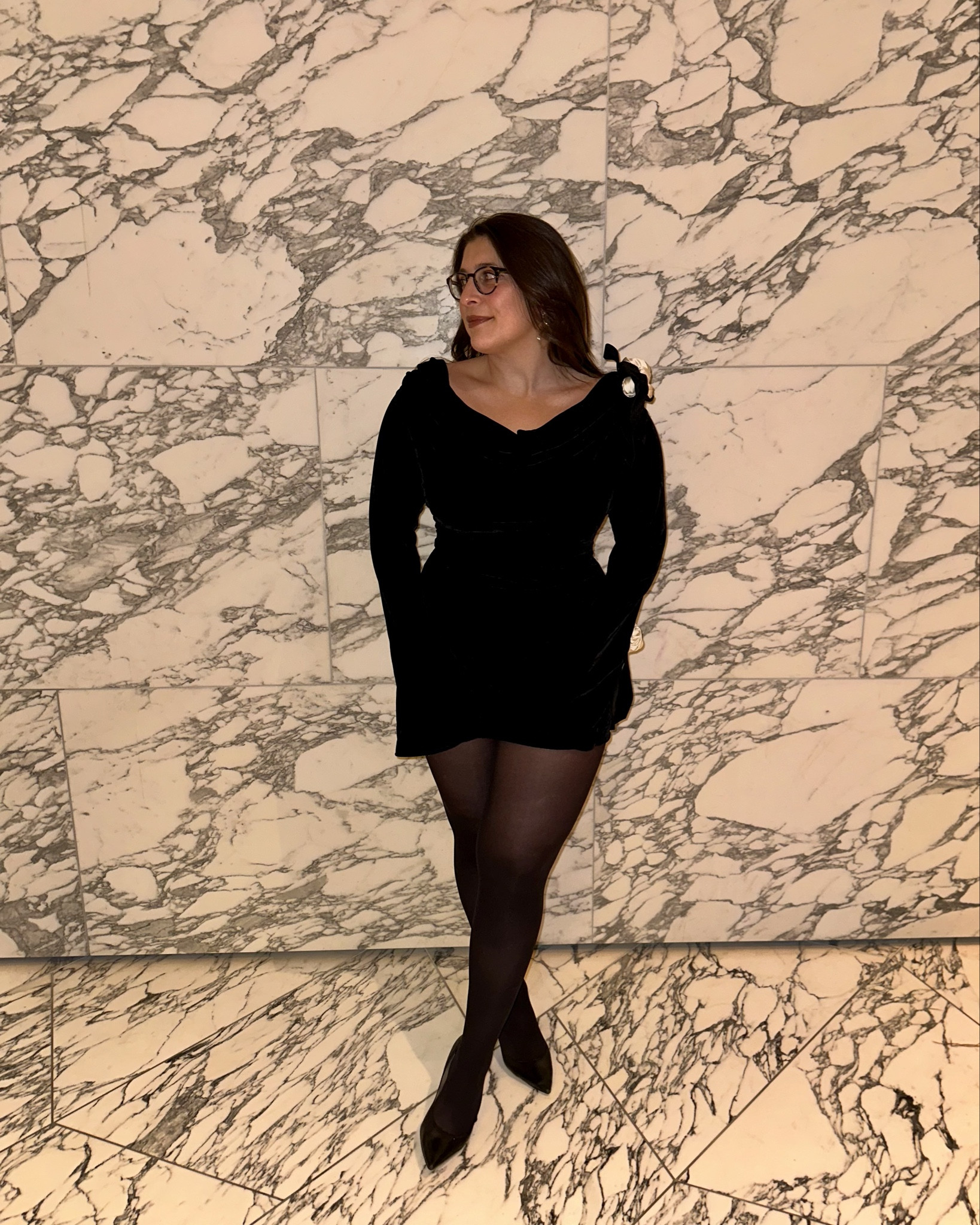 A cute date night outfit wearing a short black velvet dress. Also works for the holidays. 

#LTKmidsize #LTKparties