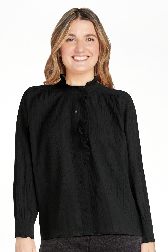 Scoop Women’s Cotton Dobby Ruffle Blouse, Sizes XS-XXL | Walmart (US)