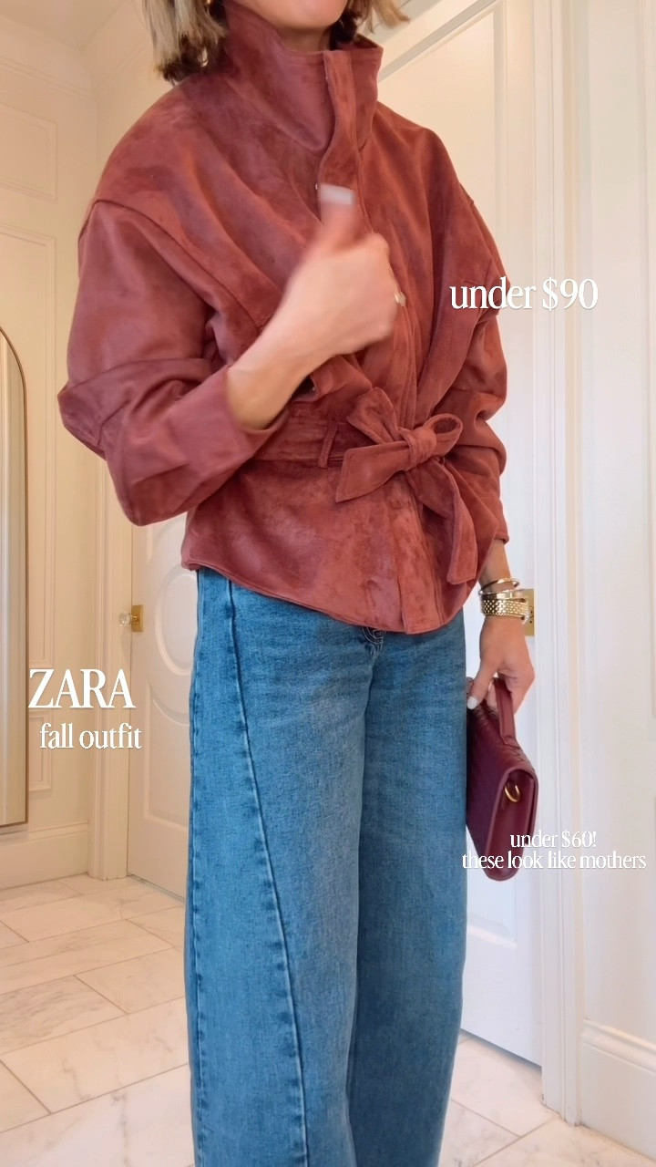 This is one of my favorite suede jackets for fall! I’m wearing size small in the jacket and 2 in the jeans, fit tts.